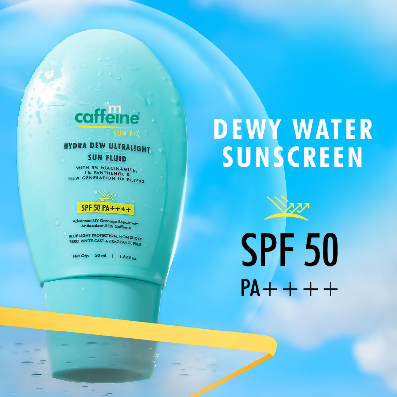 mCaffeine SunFix Hydra Dew Ultralight SunFluid SPF 50 PA++++Sunscreen | Grocsy
