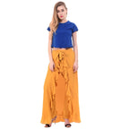 Asmaani Mustard Color Plain Ruffle Palazzo | Grocsy