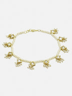 White Gold-Toned Plated Kundan Anklets Set Of 2 - Ruby Raang | Grocsy