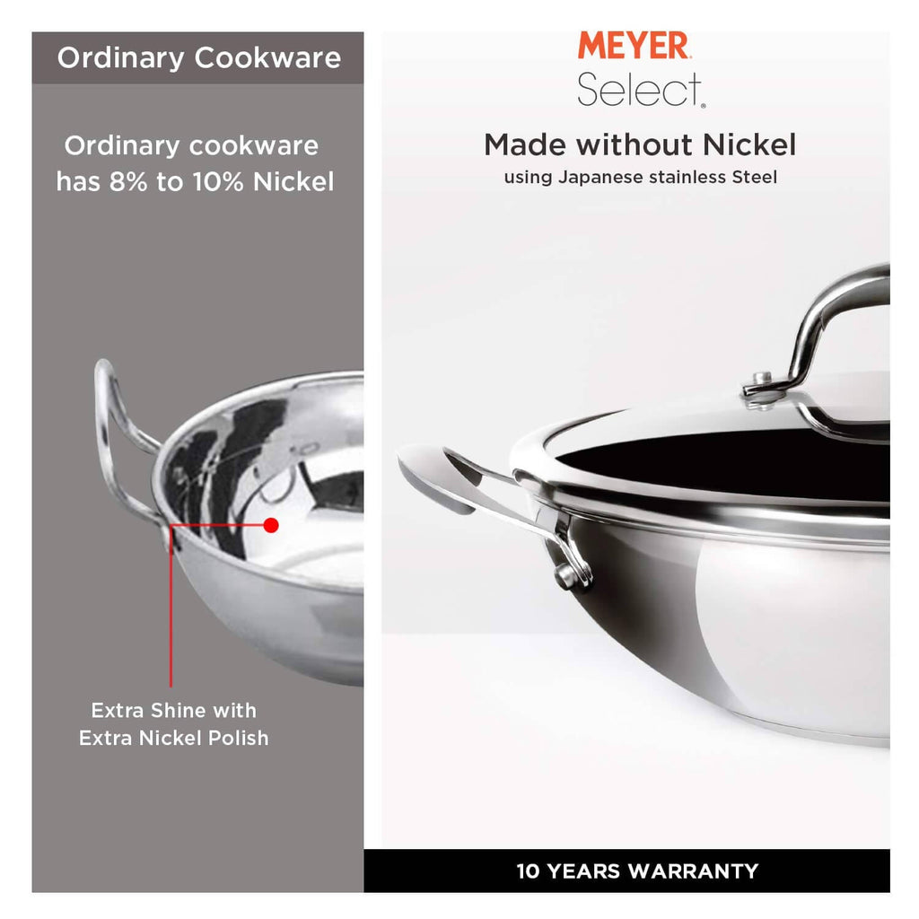 Meyer Select Stainless Steel Covered Kadai | Grocsy