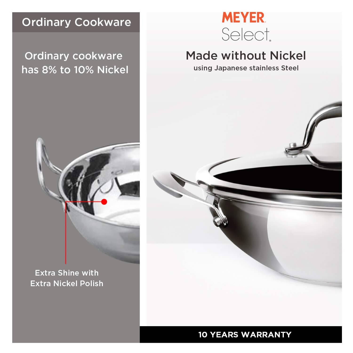 Meyer Select Stainless Steel Covered Kadai | Grocsy