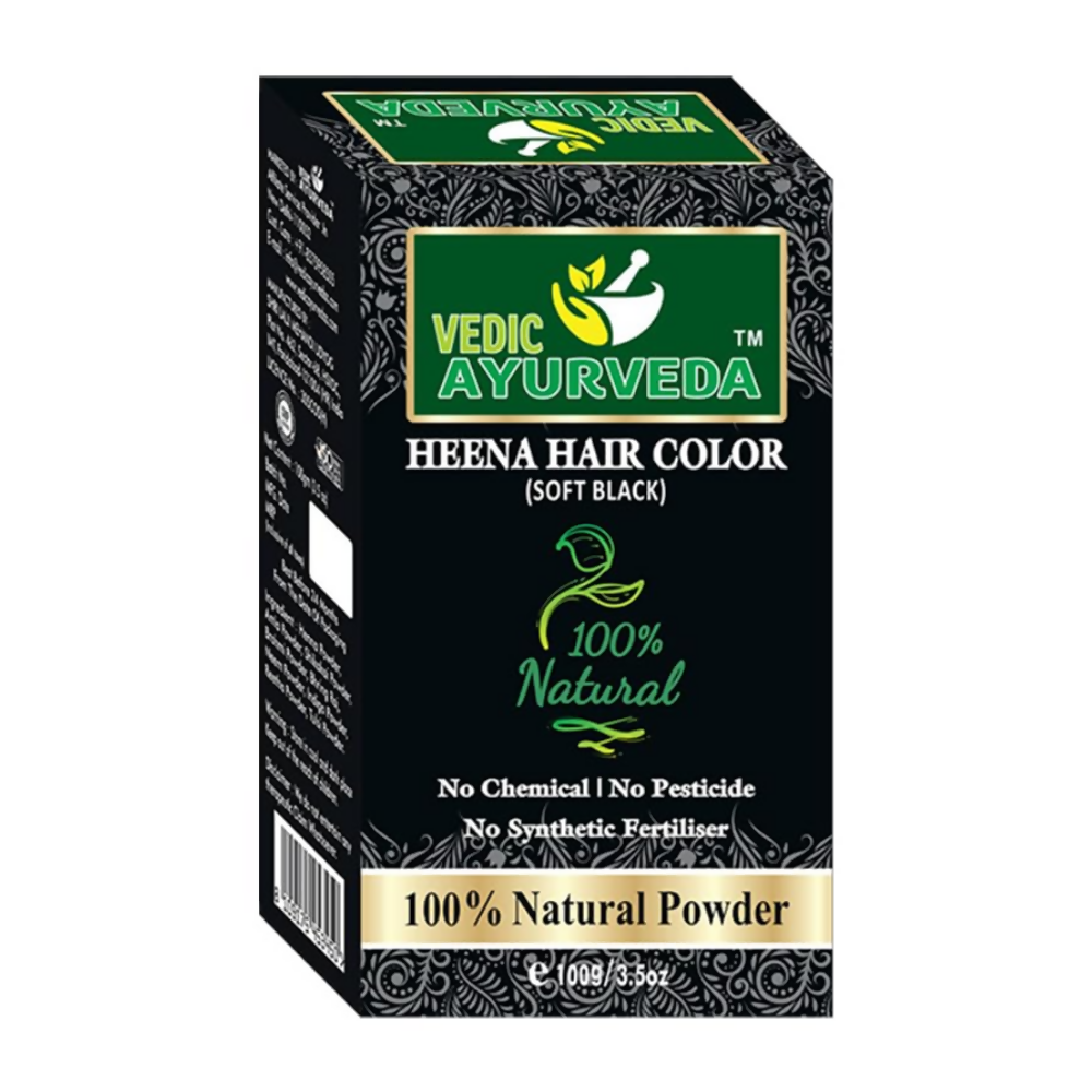 VedicAyurveda Henna Based Hair Colour - Soft black & Chestnut Brown | Grocsy