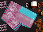 DEIANA'S Beautiful Designer Golden zari Soft Lichi Silk Saree - Blue | Grocsy