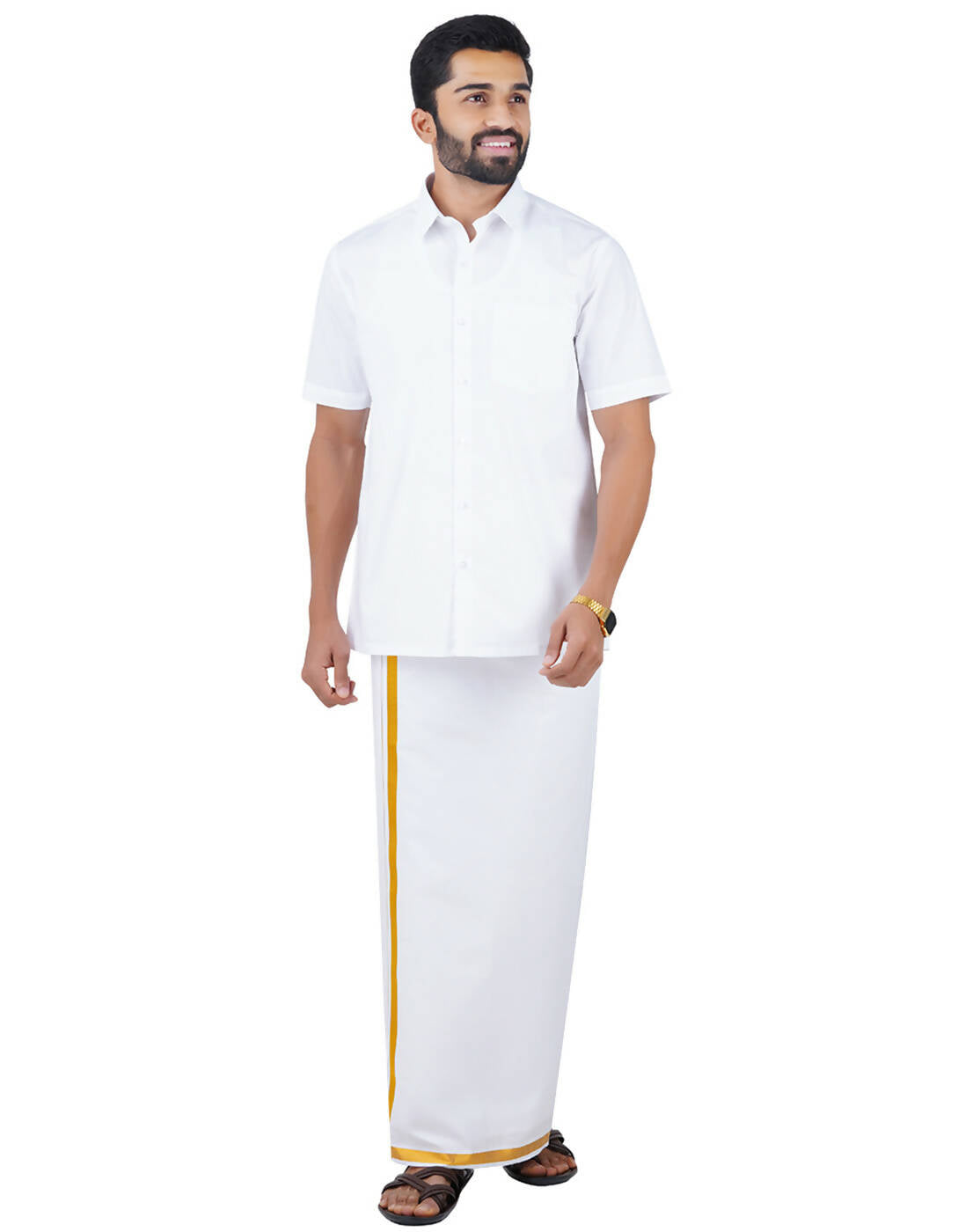 Ramraj Cotton Mens Half Sleeve Formal 100 % Cotton White Shirt | Grocsy