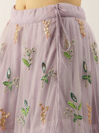 House of Panchhi Lavender - Net Embroidered Sequence Lehenga | Grocsy