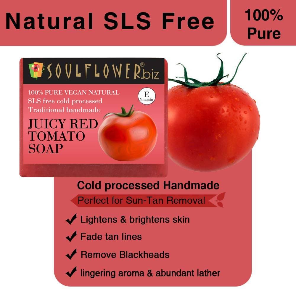 Soulflower Juicy Red Tomato Handmade Soap | Grocsy