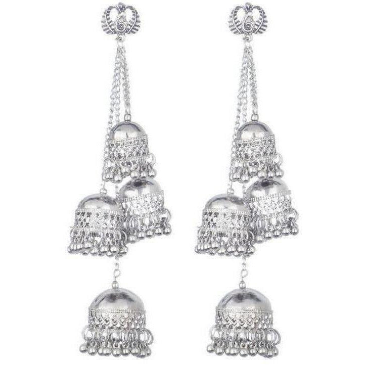 MS Fashion India Traditional Kashmiri Silver Four Jhumka Earrings | Grocsy