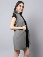 Even Apparels Grey Polywool Open Front Women's Long Coat BF496 | Grocsy