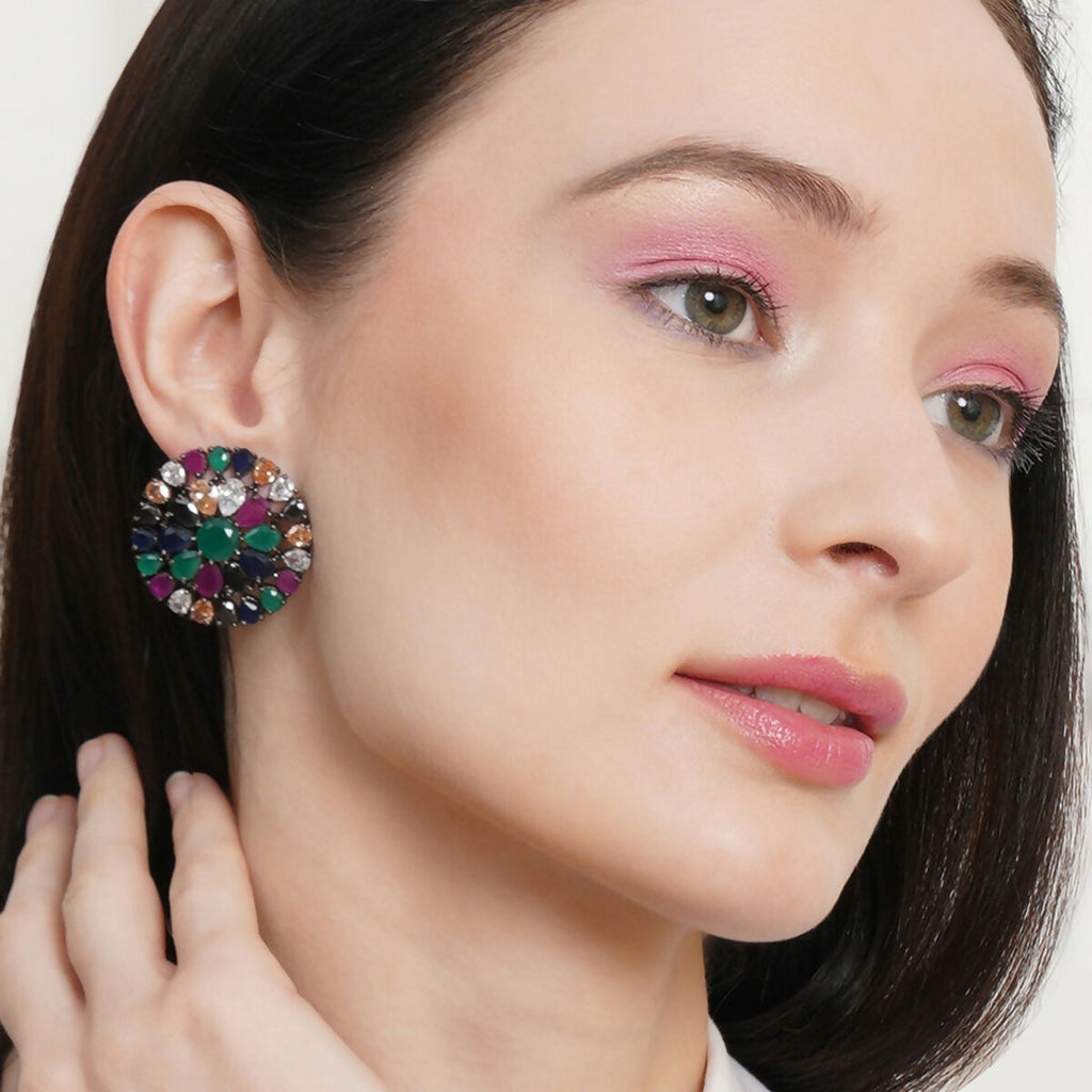 Multi Oversized Studs- Ruby Raang | Grocsy