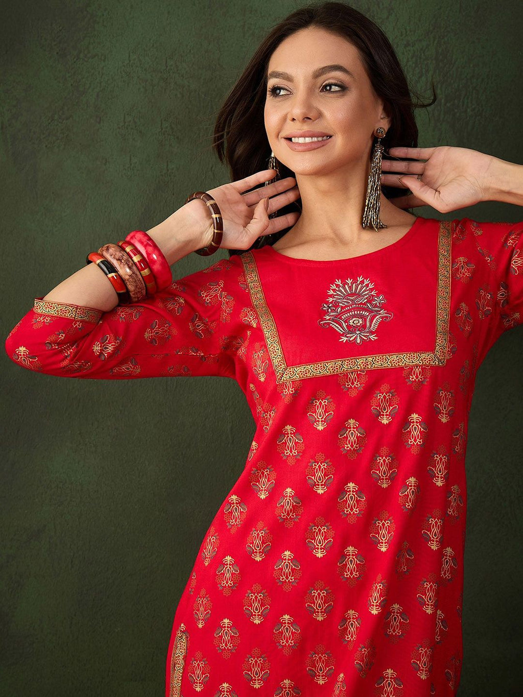 Sangria Printed Kurta With Palazzo | Grocsy