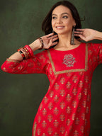 Sangria Printed Kurta With Palazzo | Grocsy