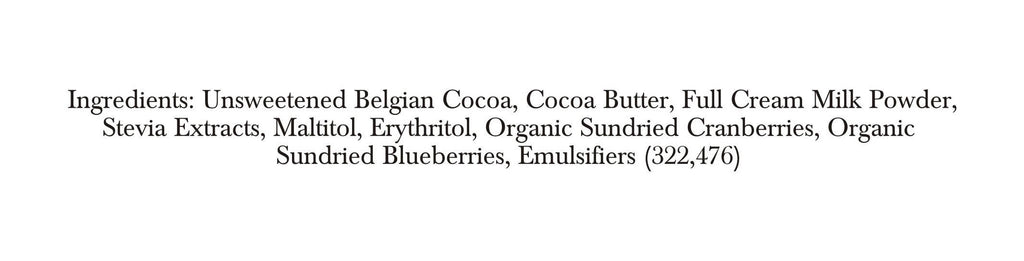 Zevic Belgian Couverture Chocolate with Organic Cranberries and Blueberries | Grocsy