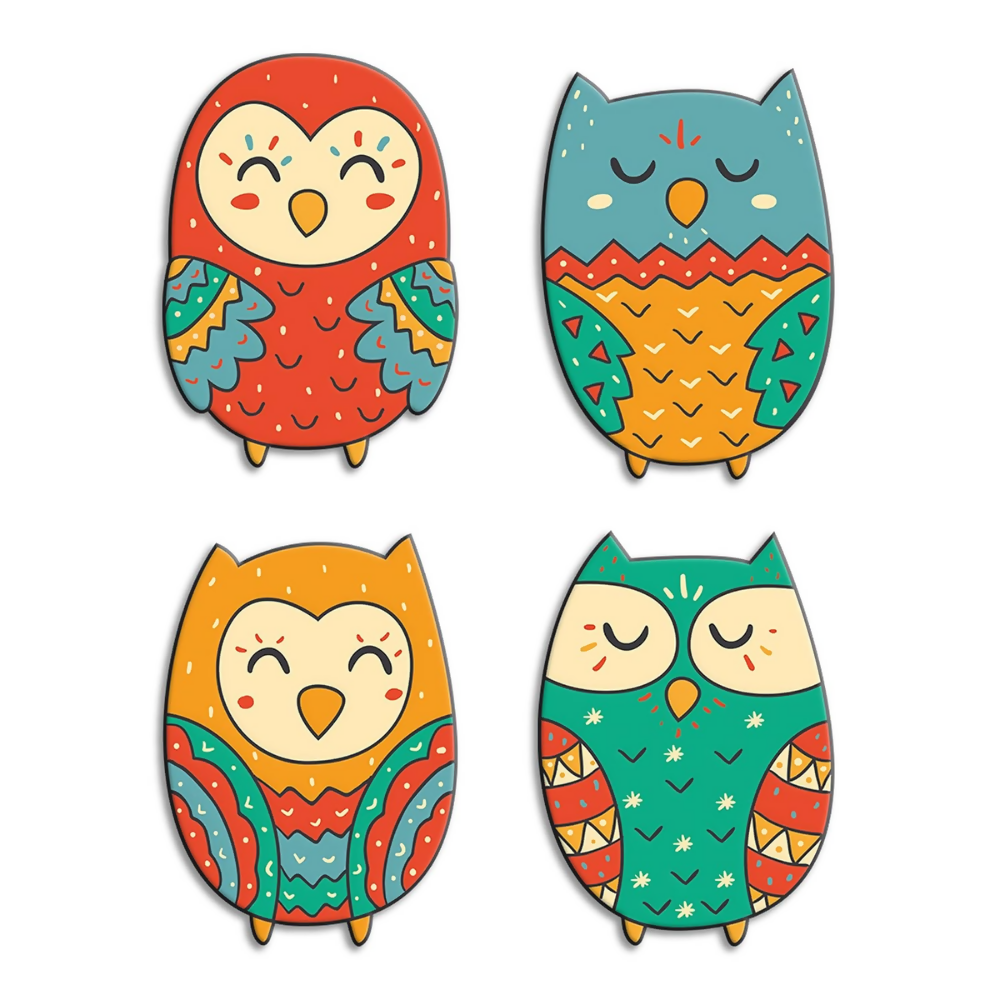 Artvibes Cute Owls Decorative MDF Wooden Wall Art for Home | Grocsy