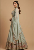 Lehenga Mart Pista Faux Georgette Designer Bollywood Style Wedding Wear Lehenga Choli | Grocsy