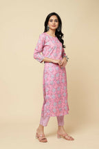 Designer Stylish Pink Cotton Blend Stitched Suit With Dupatta - Tanisha | Grocsy