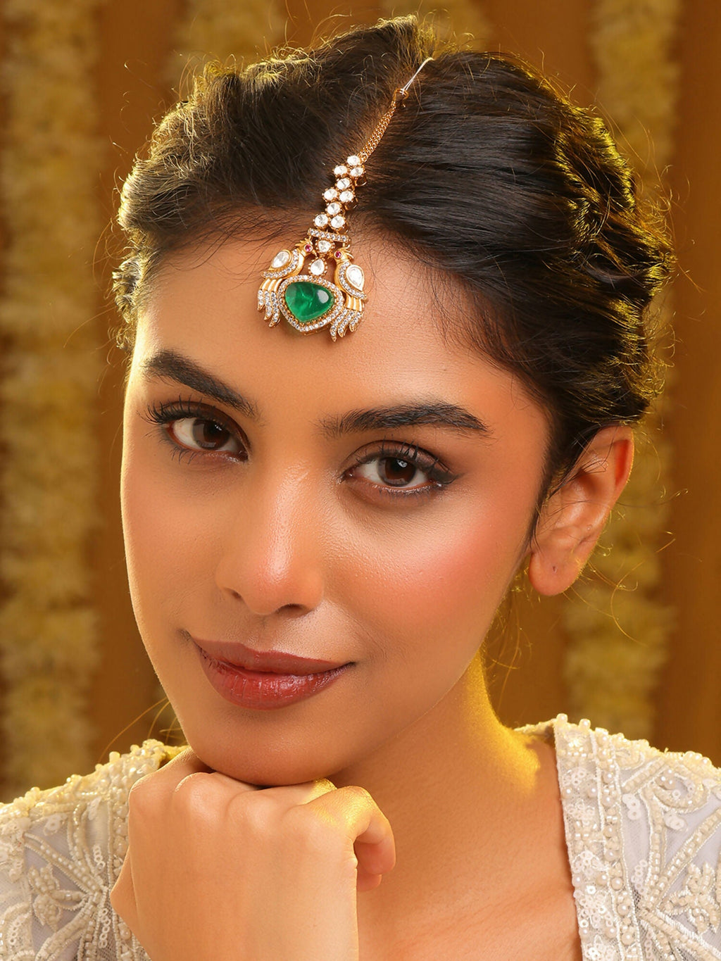 Ruby Raang Heart Kundan Maang Tikka | Grocsy