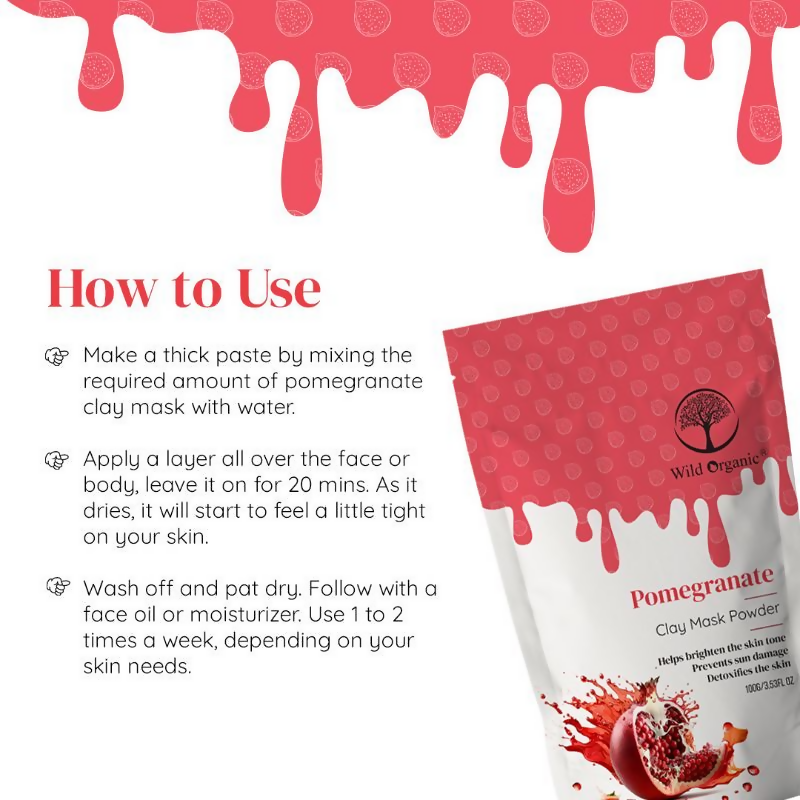 Wild Organic Pomegranate Clay Mask Powder | Grocsy