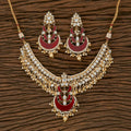 Joban Fashion Women Golden White Maroon Necklace Set | Grocsy