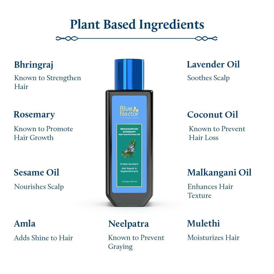 Blue Nectar Briganantadi Rosemary Hair Nourishment Oil | Grocsy