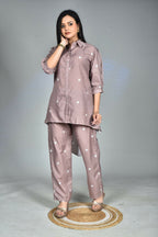 Morchari Digital Print Semi Muslin Co-Ord Set Top & Trouser-Multicolor | Grocsy