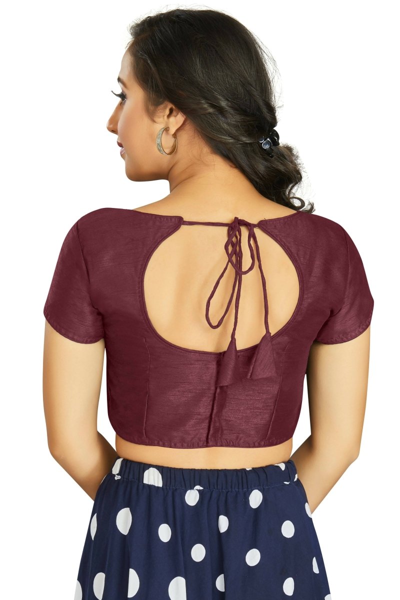 Aastha Fashion Women's Wine Art Silk Designer Festive Wear Readymade Blouse | Grocsy