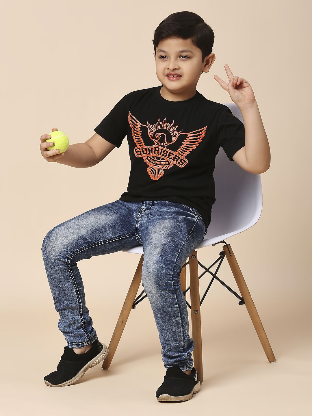 Fancode Kids Typography Printed Round Neck Sunrisers Hyderabad IPL T-Shirt | Grocsy
