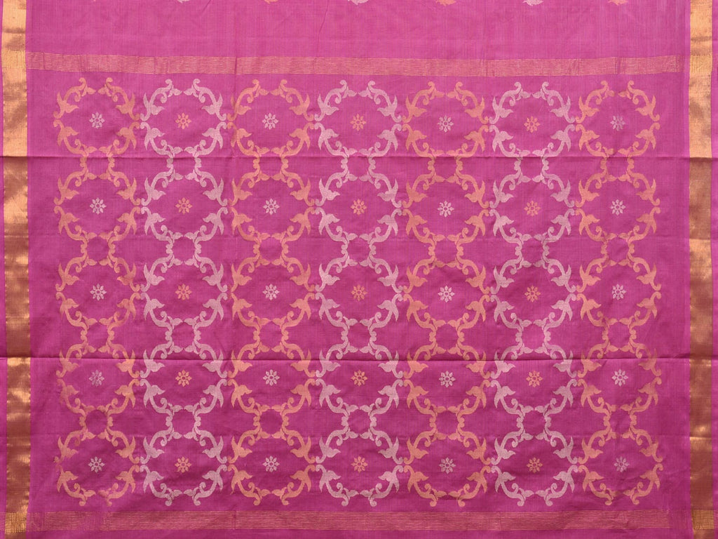 Magenta Uppada Cotton Handloom Saree with Grill Pallu Design - Global Threads | Grocsy
