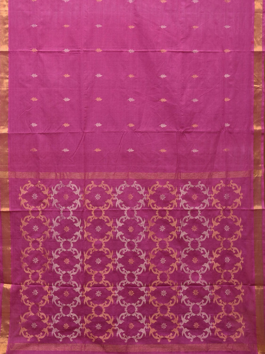 Magenta Uppada Cotton Handloom Saree with Grill Pallu Design - Global Threads | Grocsy