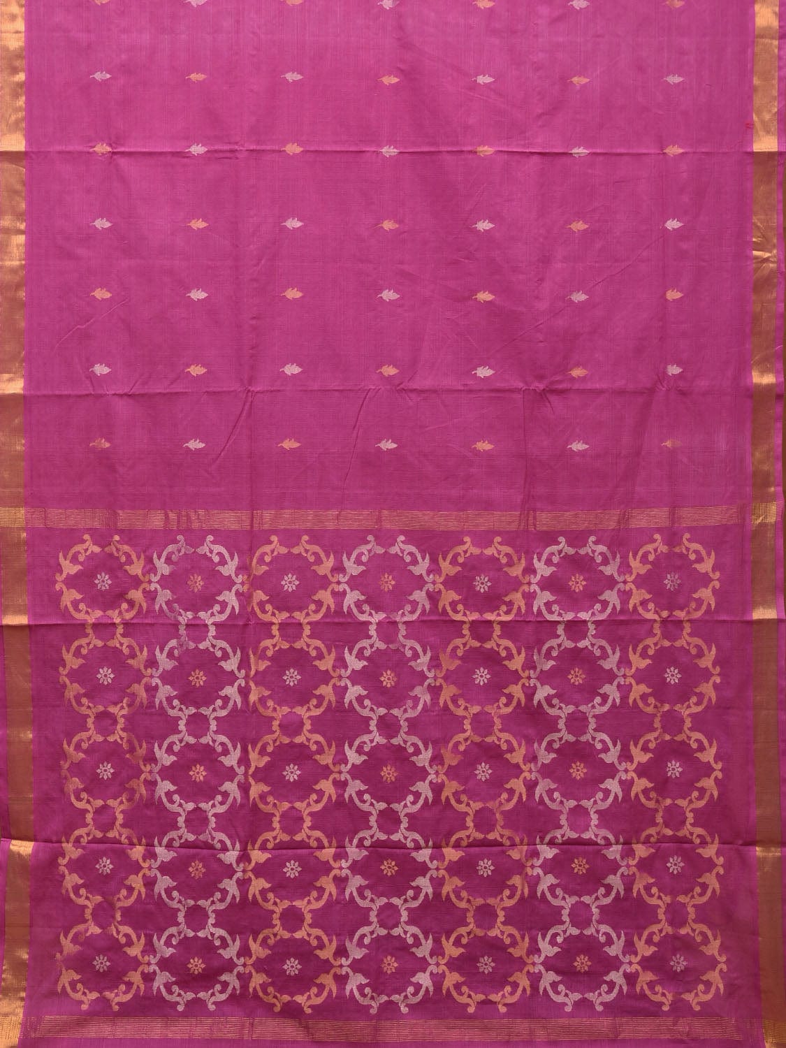 Magenta Uppada Cotton Handloom Saree with Grill Pallu Design - Global Threads | Grocsy