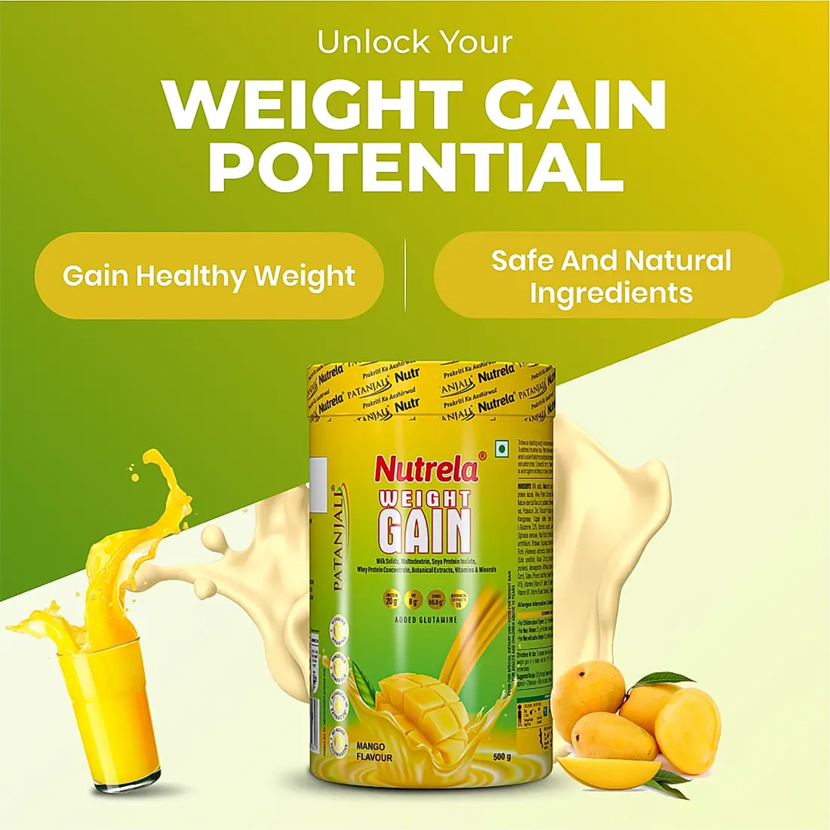 Patanjali Nutrela Weight Gain - Mango Flavour | Grocsy
