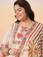 Sztori Women Floral Yoke Design Regular Kurta with Trousers & With Dupatta | Grocsy