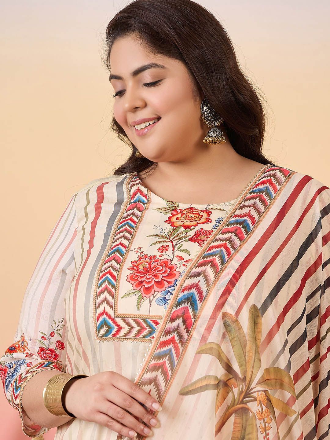 Sztori Women Floral Yoke Design Regular Kurta with Trousers & With Dupatta | Grocsy