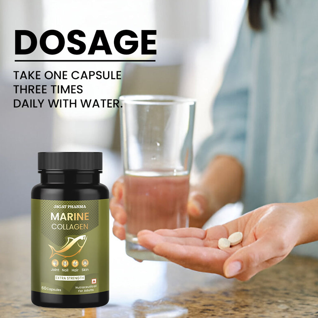 Jagat Pharma Marine Collagen Capsules for Hair, Skin, Joint, Nail, Bones | Grocsy