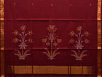 Maroon Khadi Cotton Handloom Saree with Pallu Design - Global Threads | Grocsy