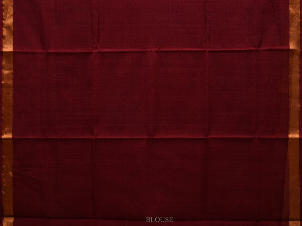 Maroon Khadi Cotton Handloom Saree with Pallu Design - Global Threads | Grocsy