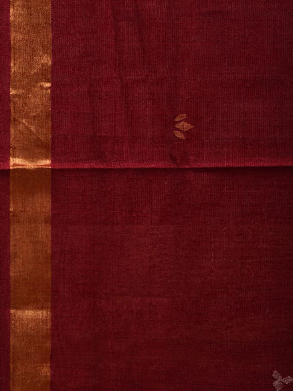 Maroon Khadi Cotton Handloom Saree with Pallu Design - Global Threads | Grocsy
