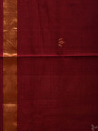 Maroon Khadi Cotton Handloom Saree with Pallu Design - Global Threads | Grocsy