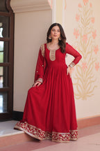 Evanik Faux Georgette With Embroidered Work Wedding Gown Dupatta | Grocsy