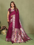 Anaita Maroon Paithani Gala Silk Saree With Blouse | Grocsy