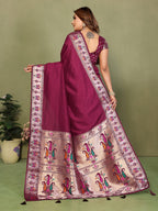 Anaita Maroon Paithani Gala Silk Saree With Blouse | Grocsy