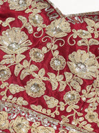 Tulsi Art Maroon & Golden Semi-Stitched Myntra Wedding Lehenga & Unstitched Blouse With Dupatta | Grocsy