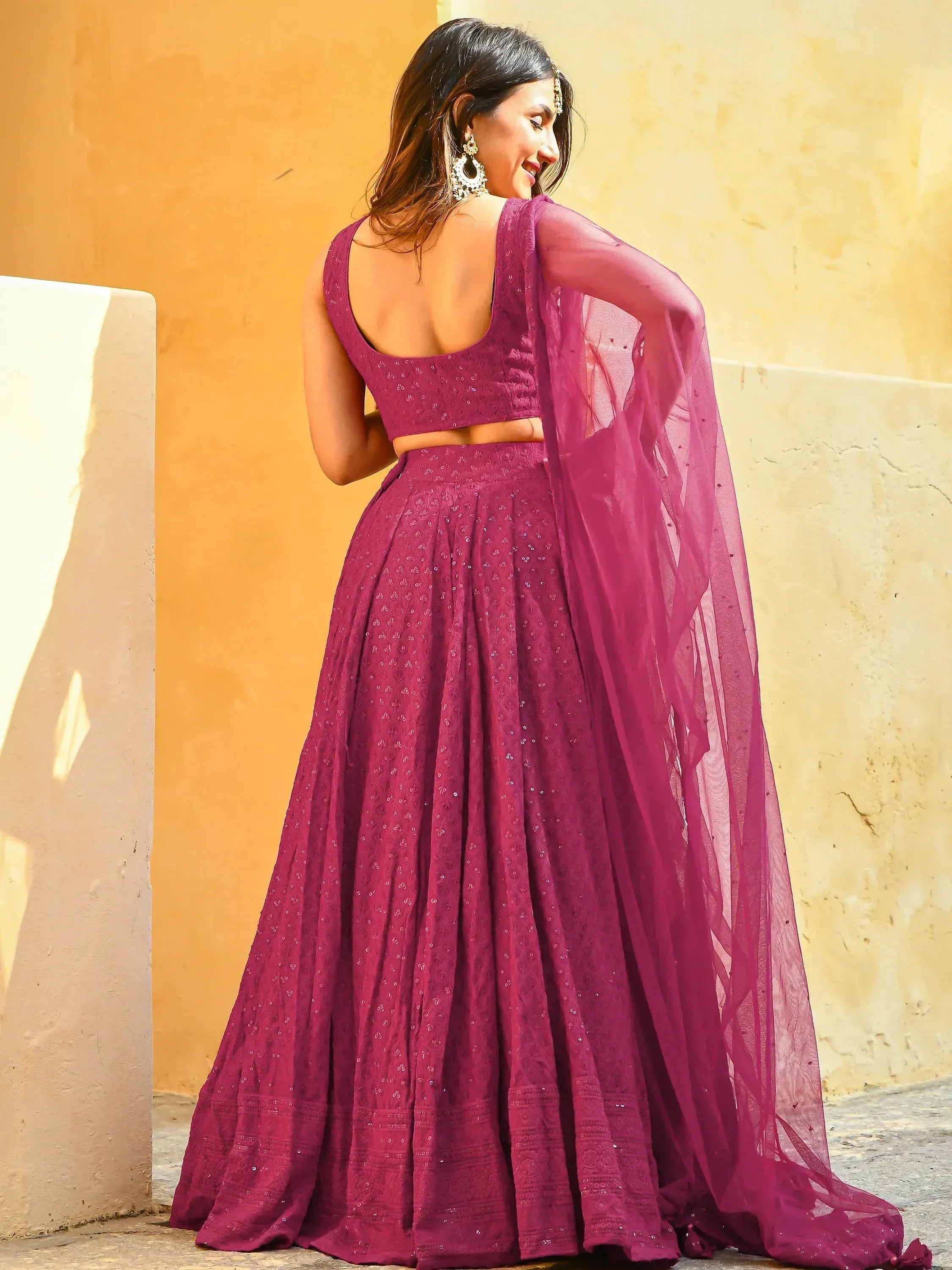 Tulsi Art Marvelous Pink Sequins Event Wear Lehenga Choli With Net Dupatta | Grocsy