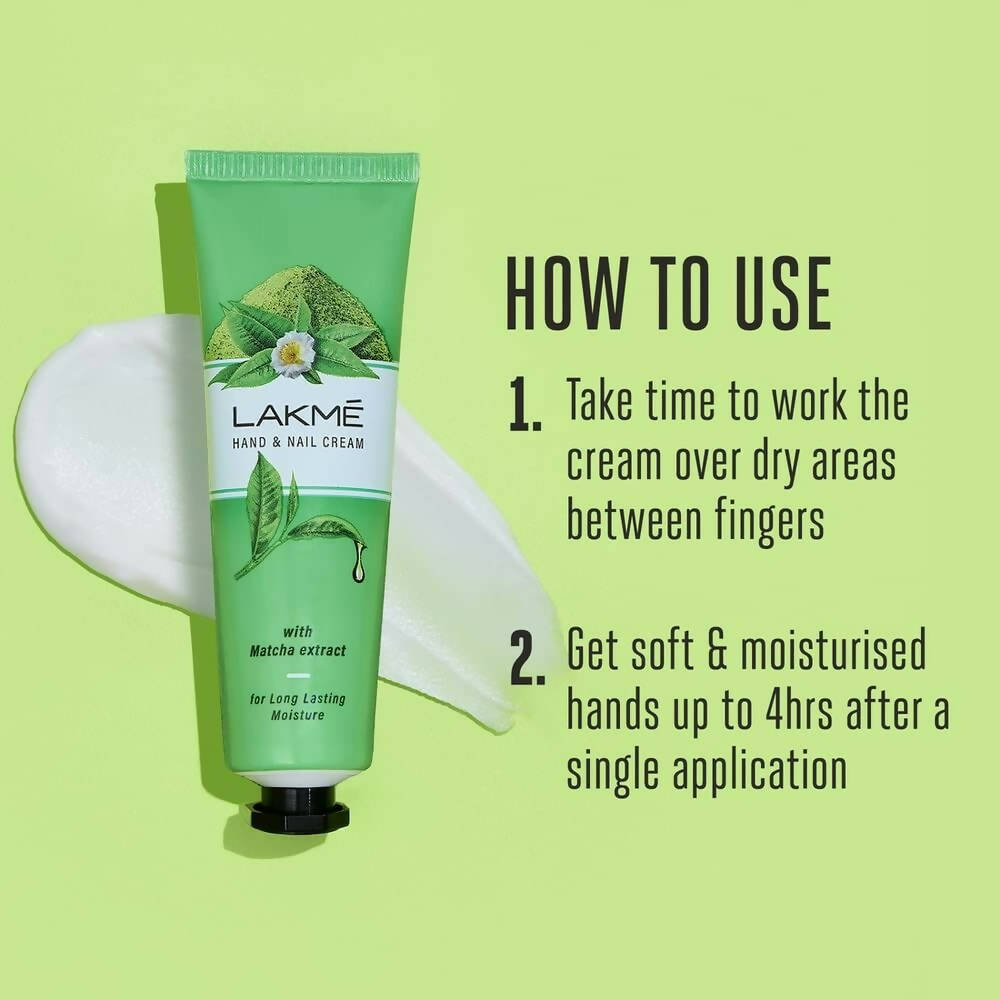 Lakme Hand & Nail Cream With Matcha, Pentavitin And Almond Oil | Grocsy