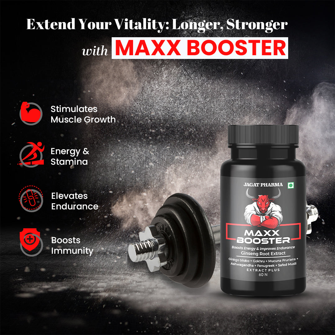 Jagat Pharma Maxx Booster- 60 Capsule Muscle Mass Gainer and Stamina Booster | Grocsy