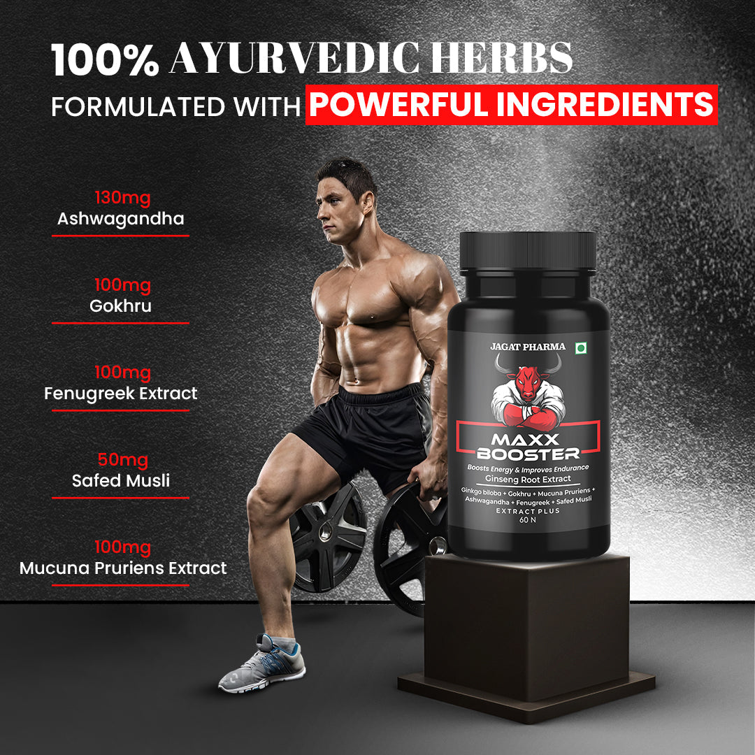 Jagat Pharma Maxx Booster- 60 Capsule Muscle Mass Gainer and Stamina Booster | Grocsy