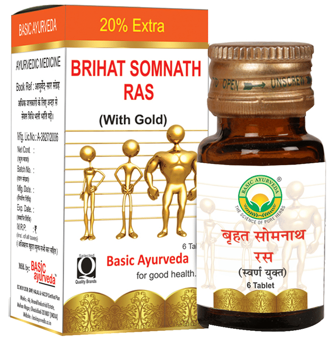 Basic Ayurveda Brihat Somnath Ras (With Gold) | Grocsy