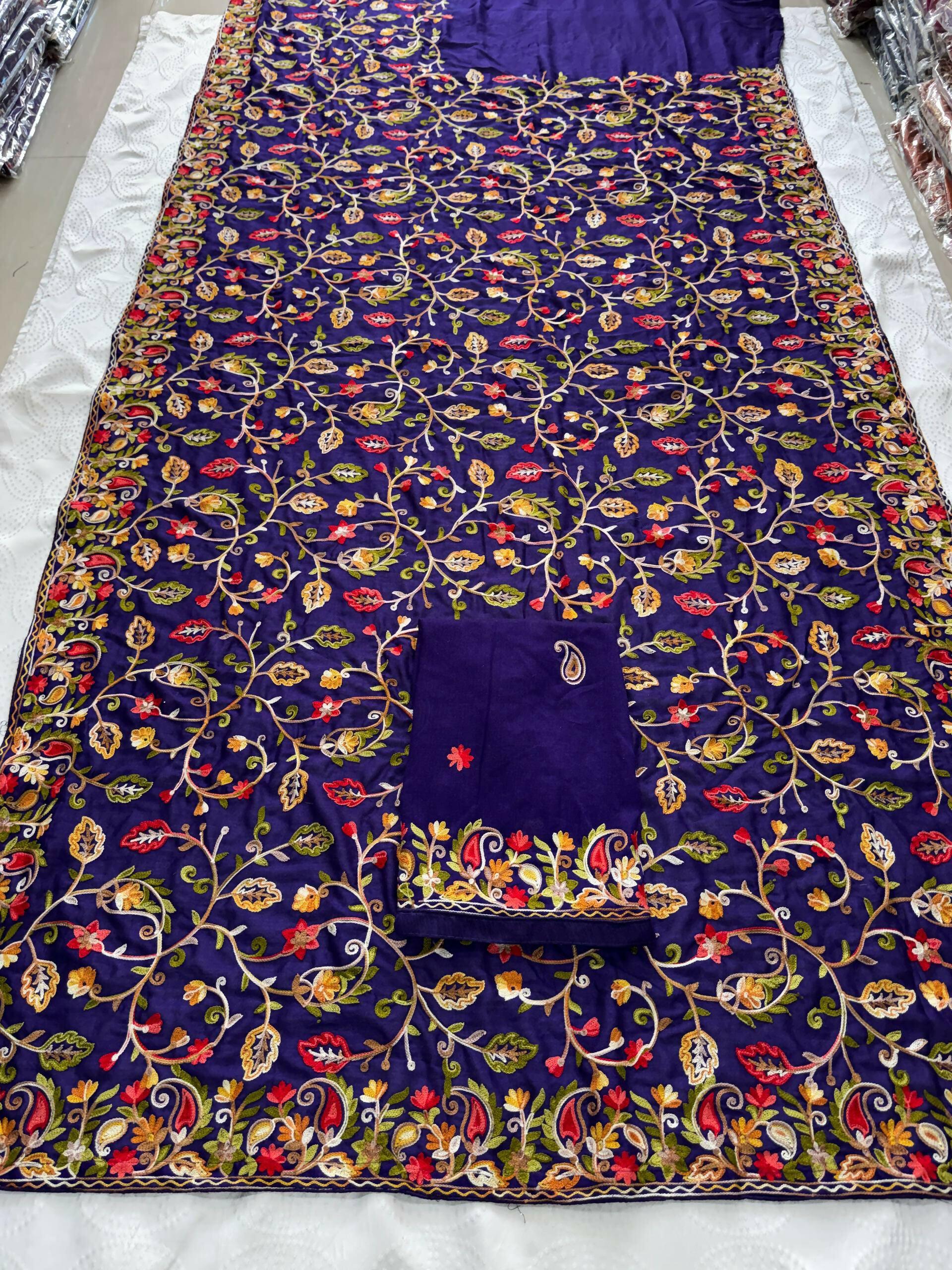 Teeya Creation New Latest Party Wear Lucknowi Soft Silk Saree-Purple | Grocsy