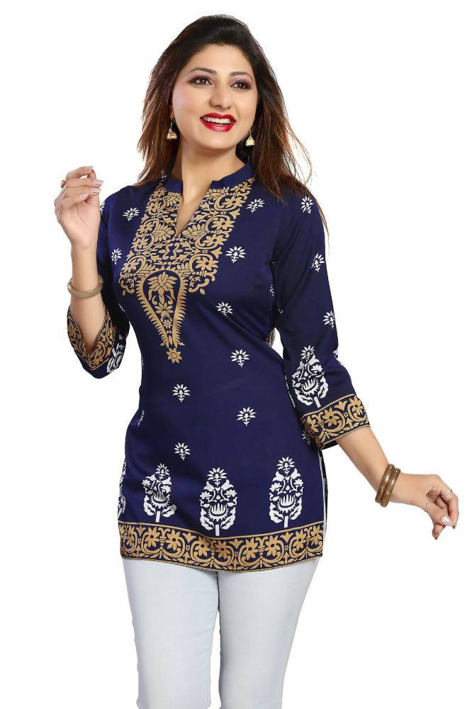 Snehal Creations Endearing Ethnicity Short Blue Tunic | Grocsy