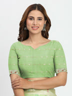 Shree Shyam Fashion Linen Cotton Light Green Saree | Grocsy