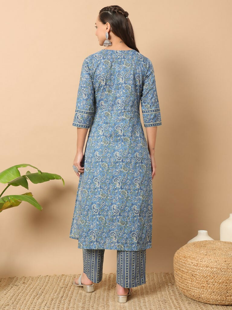 FIORRA Women's Wine Cotton Straight Kurta Set | Grocsy